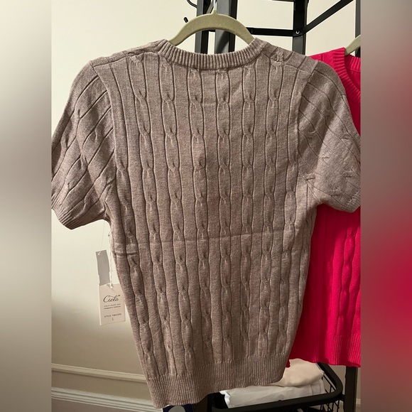 CIELO short sleeve SWEATER blouse NWT size L light tan/beige - Picture 3 of 6